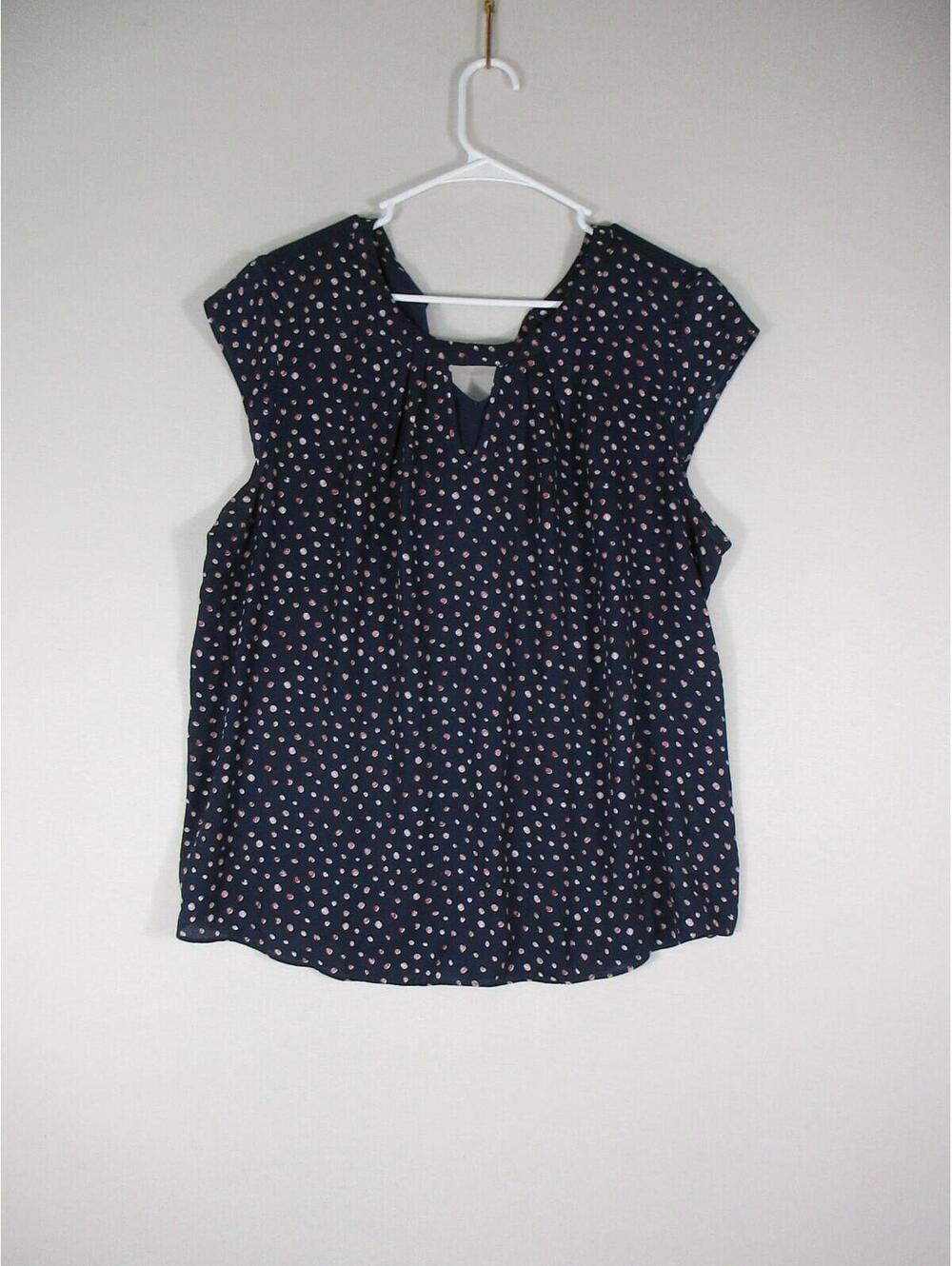 Fortune & Ivy Womens Dani Mixed Material Top Blouse Sleeveless Size XL Blue